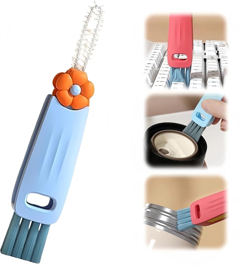 Shrunqi 3 in 1 Cup Lid Cleaning Brush, Multifunctional Cleaning Brush Portable Cup Lid Cleaner for Bottle Gap Tight Spaces Cup, Portable Cup Lid Cleaner, 1 Pcs Blue - Image 1